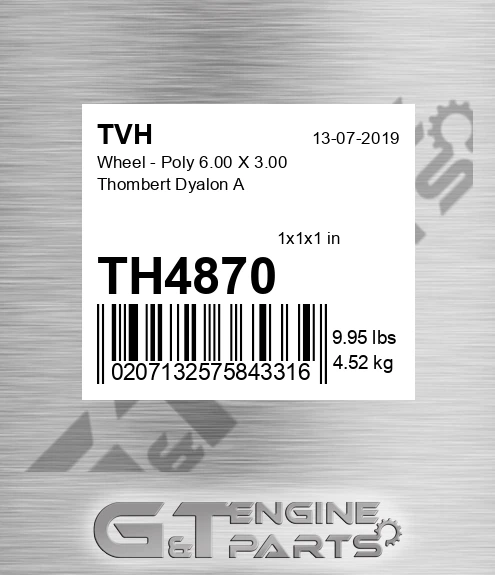 TH4870 Wheel - Poly 6.00 X 3.00 Thombert Dyalon A