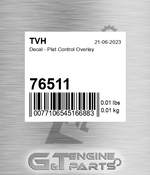 76511 Decal - Plat Control Overlay