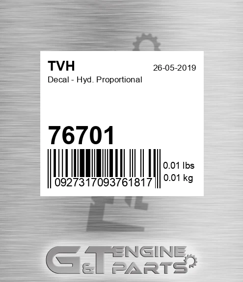 76701 Decal - Hyd. Proportional