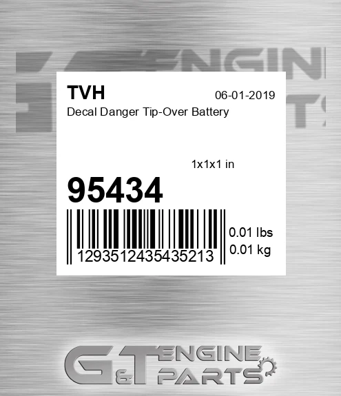 95434 Decal Danger Tip-Over Battery