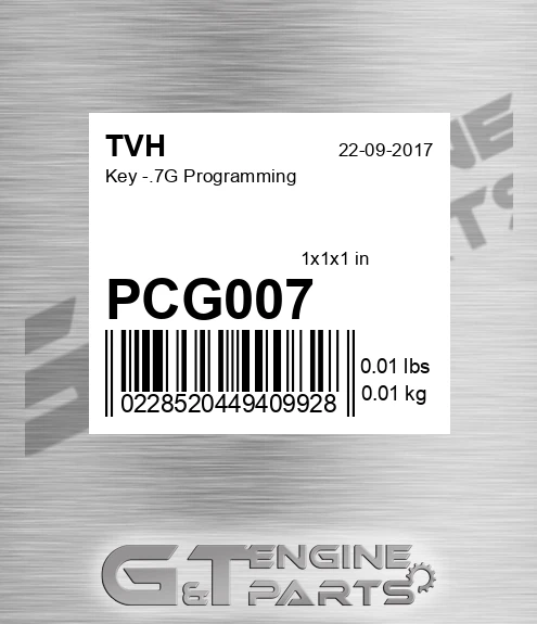 PCG007 Key -.7G Programming