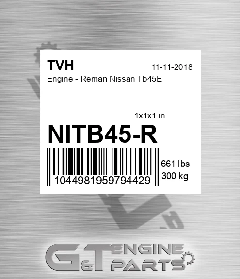 NITB45-R Engine - Reman Nissan Tb45E