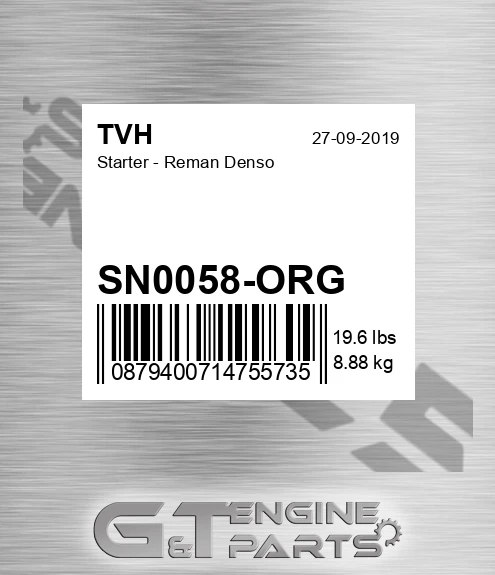 SN0058-ORG Starter - Reman Denso