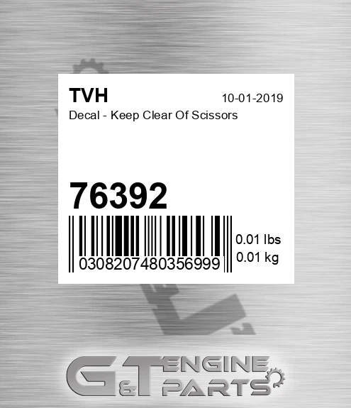 76392 Decal - Keep Clear Of Scissors