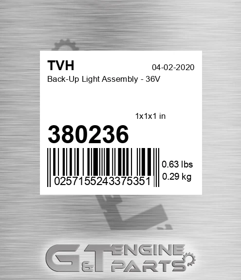 380236 Back-Up Light Assembly - 36V