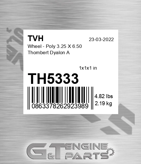 TH5333 Wheel - Poly 3.25 X 6.50 Thombert Dyalon A