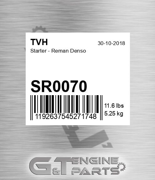 SR0070 Starter - Reman Denso