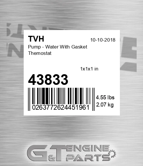 43833 Pump - Water With Gasket Themostat