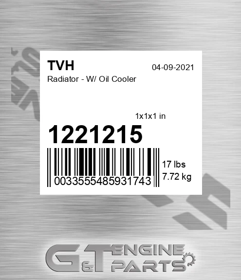 1221215 Radiator - W/ Oil Cooler