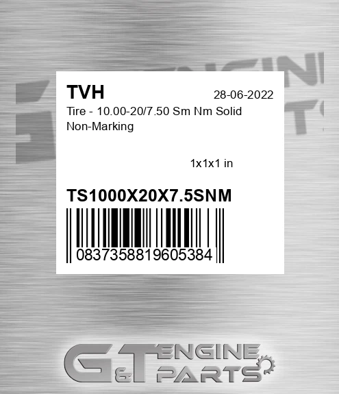 TS1000X20X7.5SNM Tire - 10.00-20/7.50 Sm Nm Solid Non-Marking