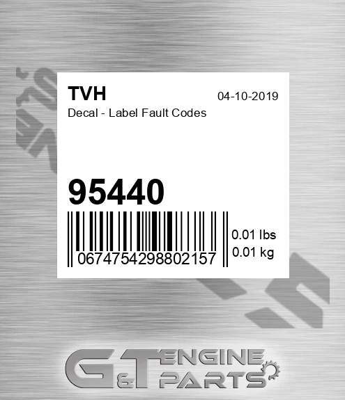 95440 Decal - Label Fault Codes