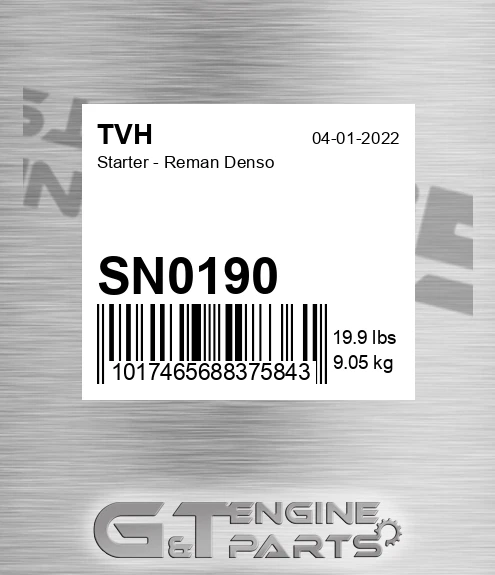 SN0190 Starter - Reman Denso