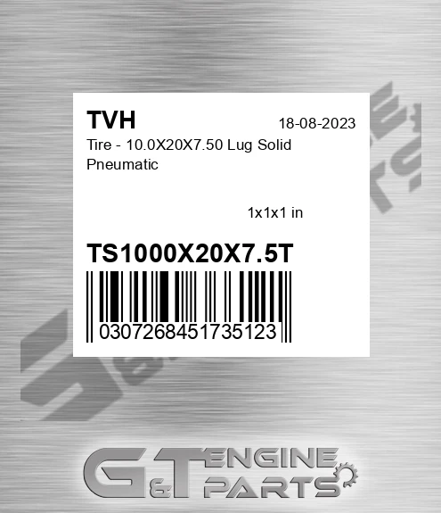 TS1000X20X7.5T Tire - 10.0X20X7.50 Lug Solid Pneumatic
