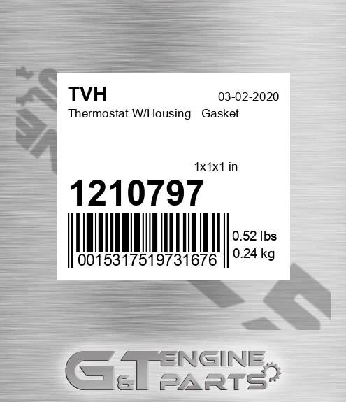 1210797 Thermostat W/Housing Gasket