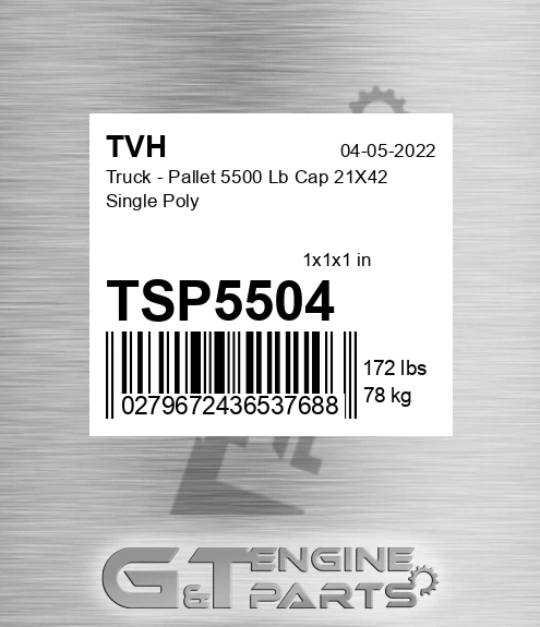 TSP5504 Truck - Pallet 5500 Lb Cap 21X42 Single Poly