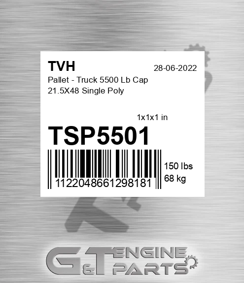 TSP5501 Pallet - Truck 5500 Lb Cap 21.5X48 Single Poly