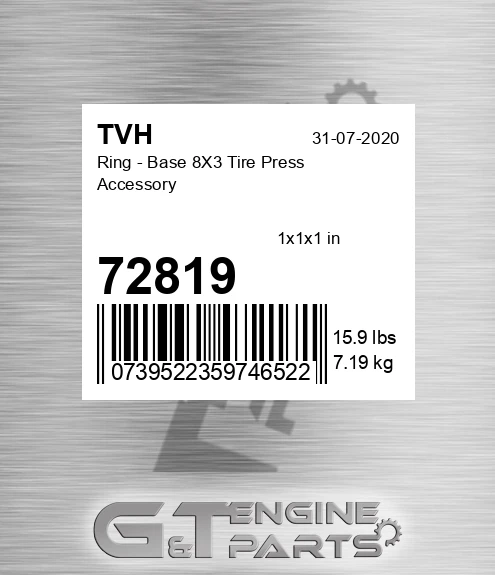 72819 Ring - Base 8X3 Tire Press Accessory