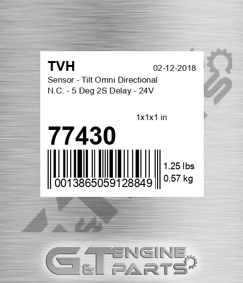 77430 Sensor - Tilt Omni Directional N.C. - 5 Deg 2S Delay - 24V