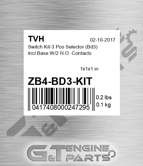 ZB4-BD3-KIT Switch Kit-3 Pos Selector Bd3 Incl Base W/2 N.O. Contacts