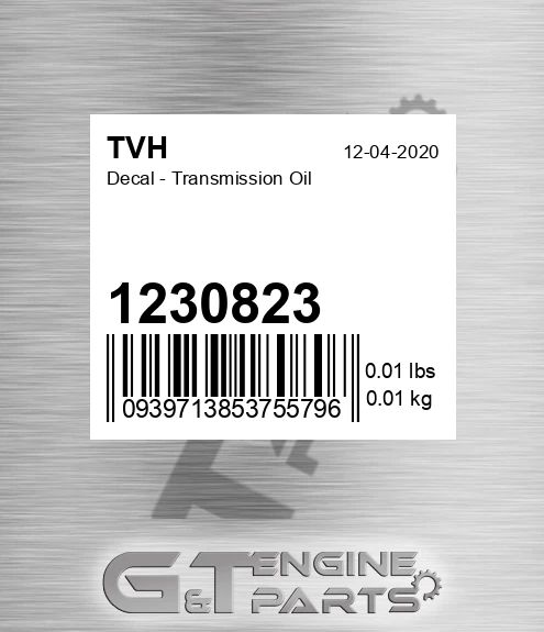 1230823 Decal - Transmission Oil