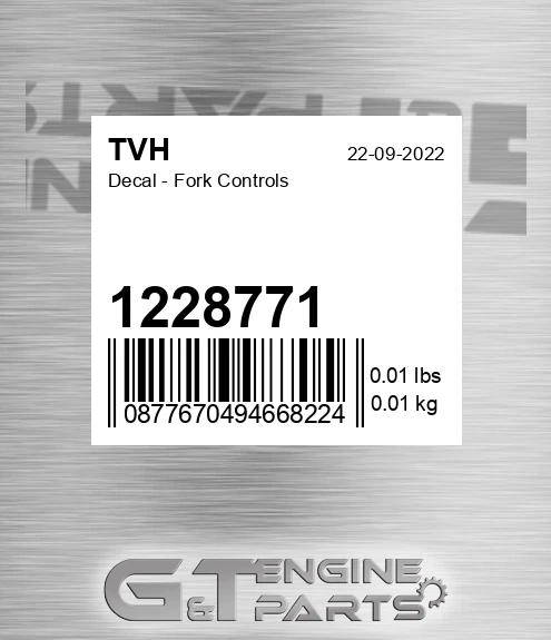 1228771 Decal - Fork Controls