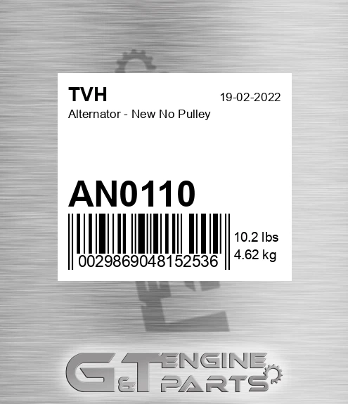 AN0110 Alternator - New No Pulley
