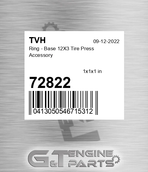 72822 Ring - Base 12X3 Tire Press Accessory