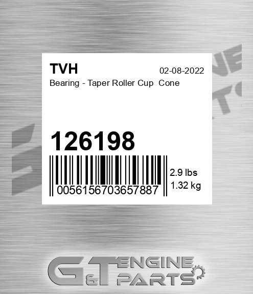 126198 Bearing - Taper Roller Cup Cone