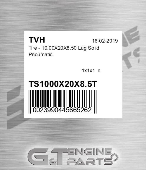 TS1000X20X8.5T Tire - 10.00X20X8.50 Lug Solid Pneumatic