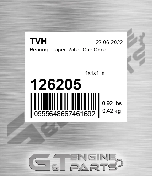 126205 Bearing - Taper Roller Cup Cone