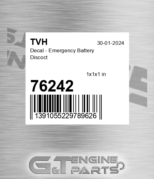 76242 Decal - Emergency Battery Discoct