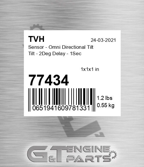 77434 Sensor - Omni Directional Tilt Tilt - 2Deg Delay - 1Sec