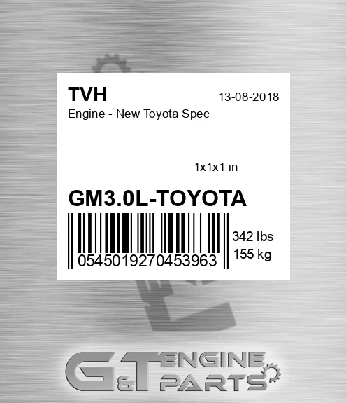 GM3.0L-TOYOTA Engine - New Toyota Spec