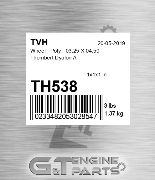 TH538 Wheel - Poly - 03.25 X 04.50 Thombert Dyalon A