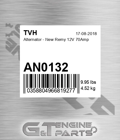 AN0132 Alternator - New Remy 12V 70Amp
