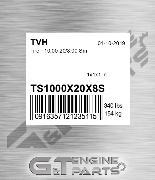 TS1000X20X8S Tire - 10.00-20/8.00 Sm