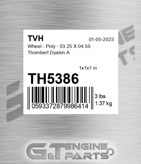 TH5386 Wheel - Poly - 03.25 X 04.50 Thombert Dyalon A