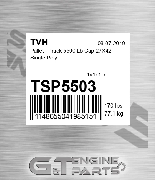 TSP5503 Pallet - Truck 5500 Lb Cap 27X42 Single Poly
