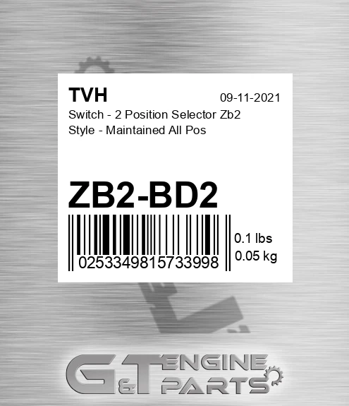 ZB2-BD2 Switch - 2 Position Selector Zb2 Style - Maintained All Pos