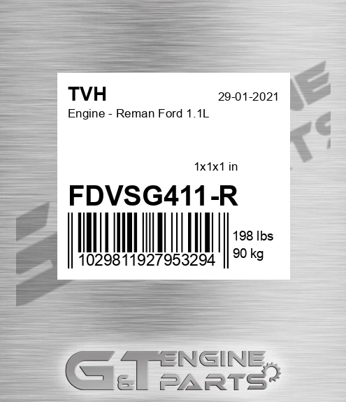 FDVSG411-R Engine - Reman Ford 1.1L