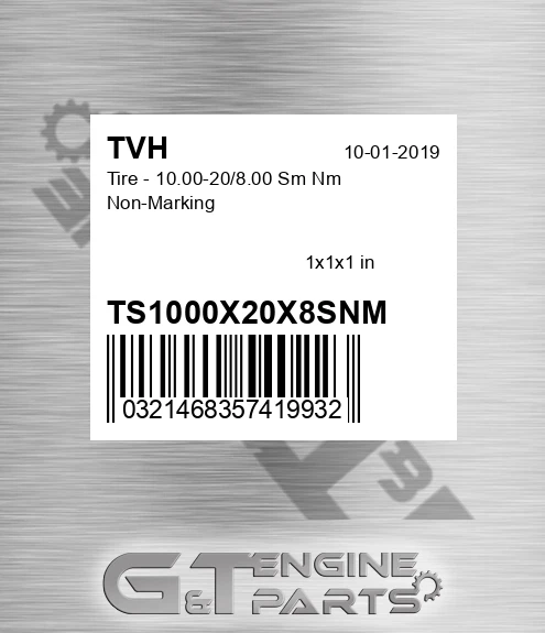 TS1000X20X8SNM Tire - 10.00-20/8.00 Sm Nm Non-Marking