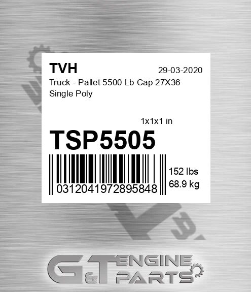 TSP5505 Truck - Pallet 5500 Lb Cap 27X36 Single Poly