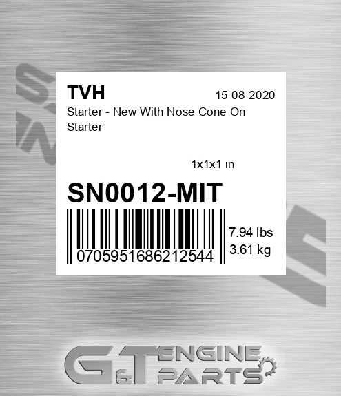 SN0012-MIT Starter - New With Nose Cone On Starter