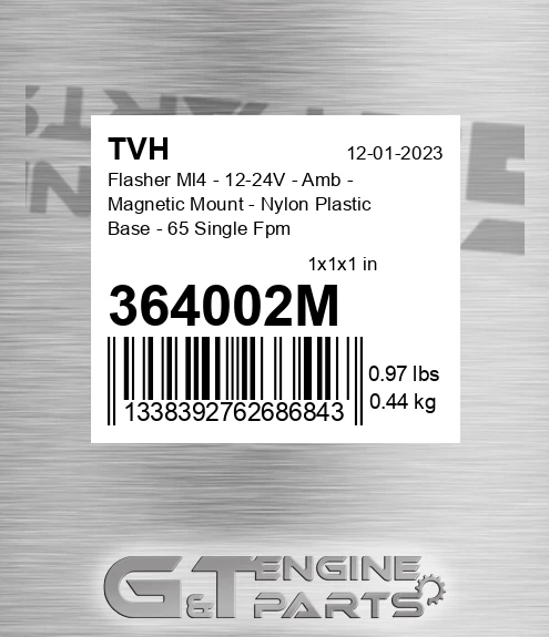 364002M Flasher Ml4 - 12-24V - Amb - Magnetic Mount - Nylon Plastic Base - 65 Single Fpm