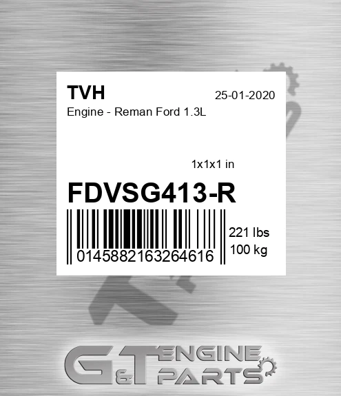 FDVSG413-R Engine - Reman Ford 1.3L