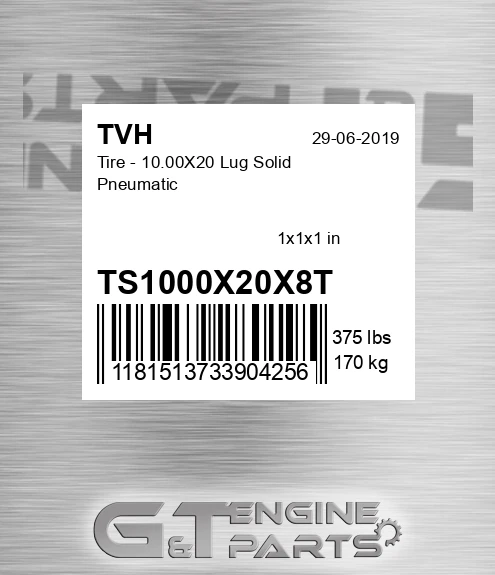TS1000X20X8T Tire - 10.00X20 Lug Solid Pneumatic
