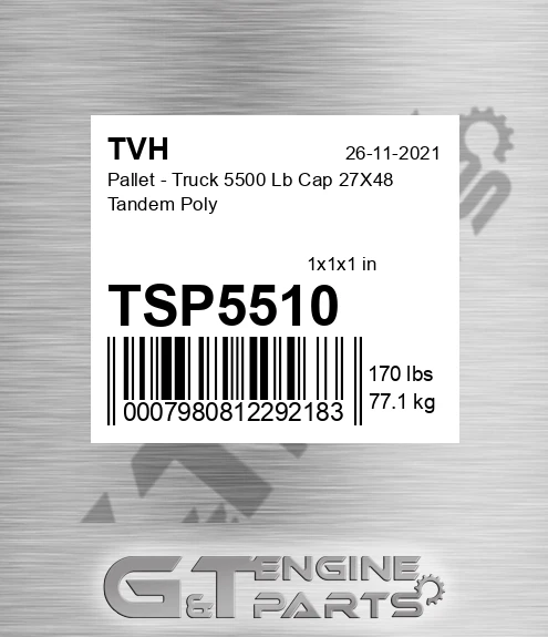 TSP5510 Pallet - Truck 5500 Lb Cap 27X48 Tandem Poly