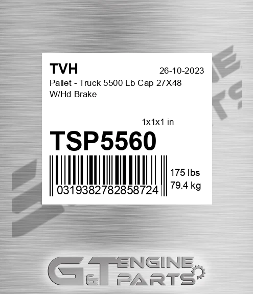 TSP5560 Pallet - Truck 5500 Lb Cap 27X48 W/Hd Brake