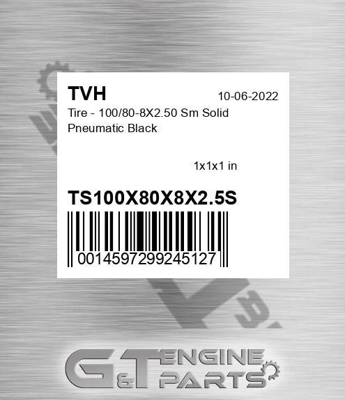 TS100X80X8X2.5S Tire - 100/80-8X2.50 Sm Solid Pneumatic Black