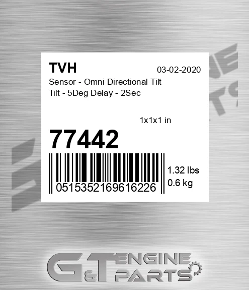 77442 Sensor - Omni Directional Tilt Tilt - 5Deg Delay - 2Sec